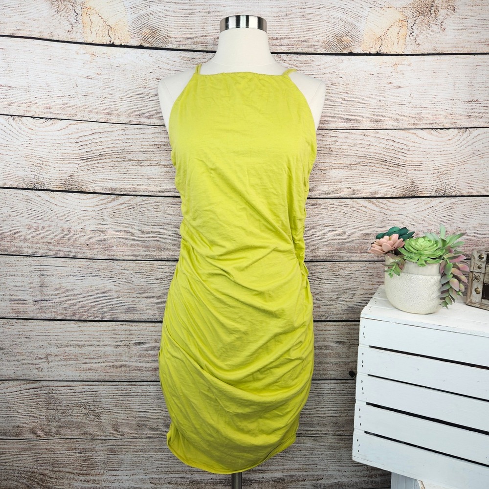 NWT Velvet by Graham &‎ Spencer Nissie Dress Lime Green Ruched Bodycon Large